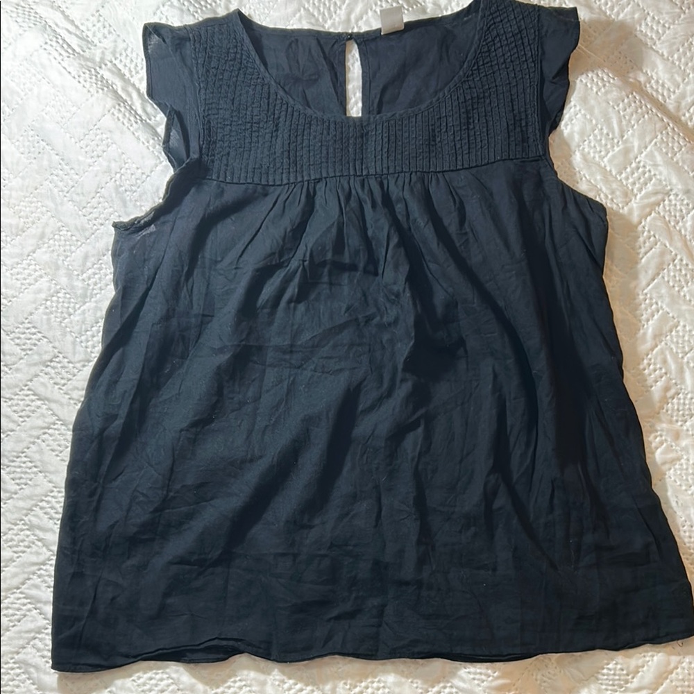 Old Navy Black Ruffled Smocked Blouse
